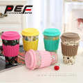 Metal insulated coffee mug with handle and lid